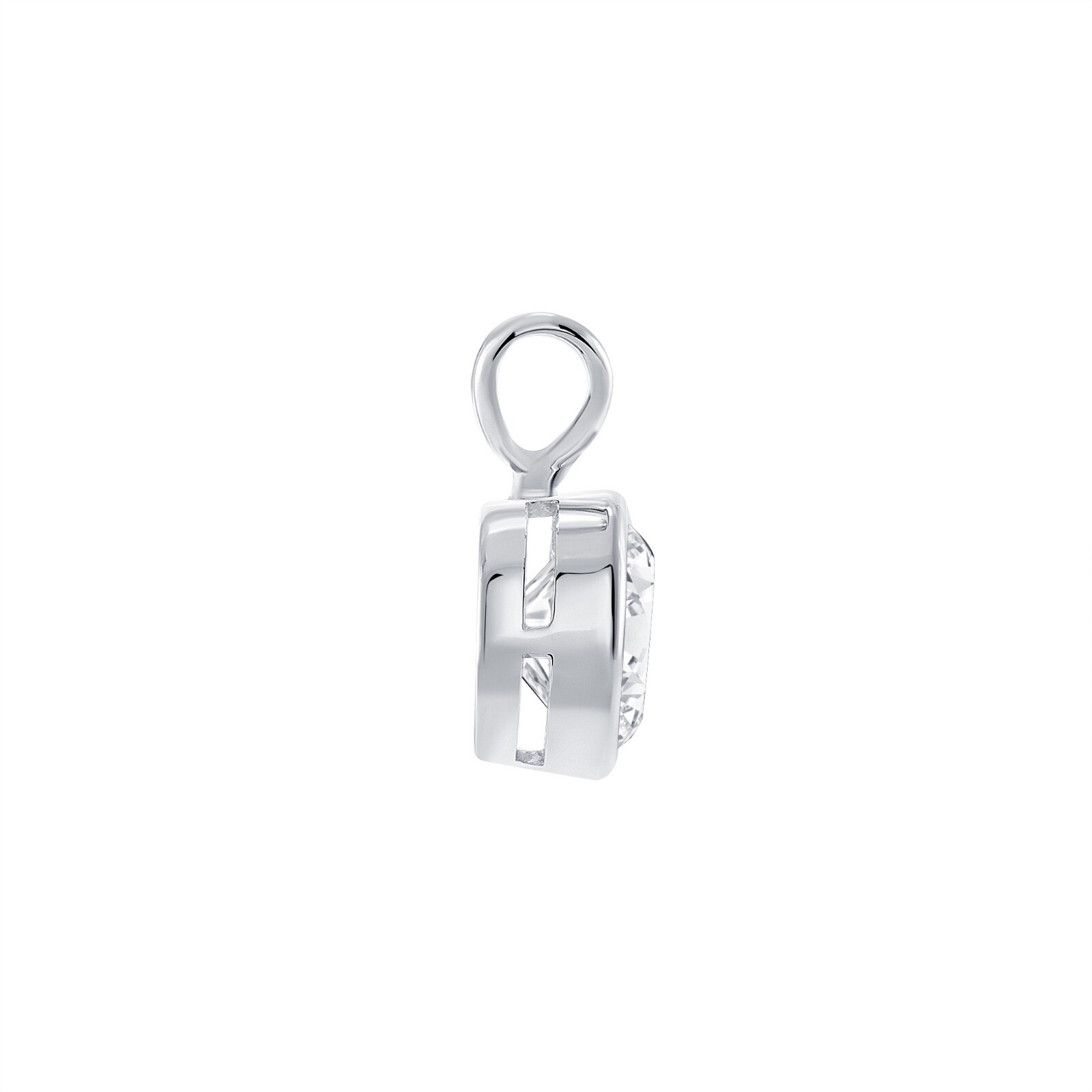 IGI E/VVS 2 Ct Round Lab Created Grown Diamond Bezel Necklace 14K White Gold 16″
