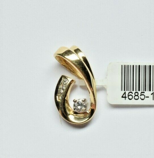 14K Solid Yellow Gold All Natural Not Enhanced G-H VS1 0.26 TCW Diamond Pendant