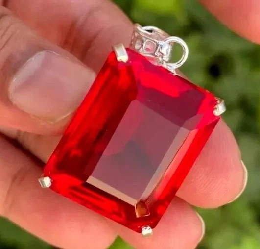 Natural Sublime Red Topaz 925 Solid Silver Emerald Cut 137+ Ct Pendant Gemstone