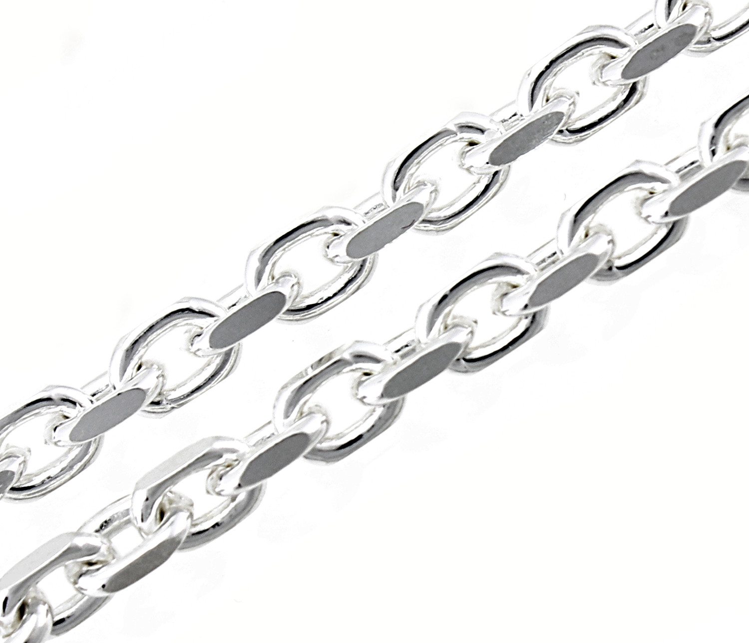 Sterling Silver 4 Sided Cable Chain 24 Inch