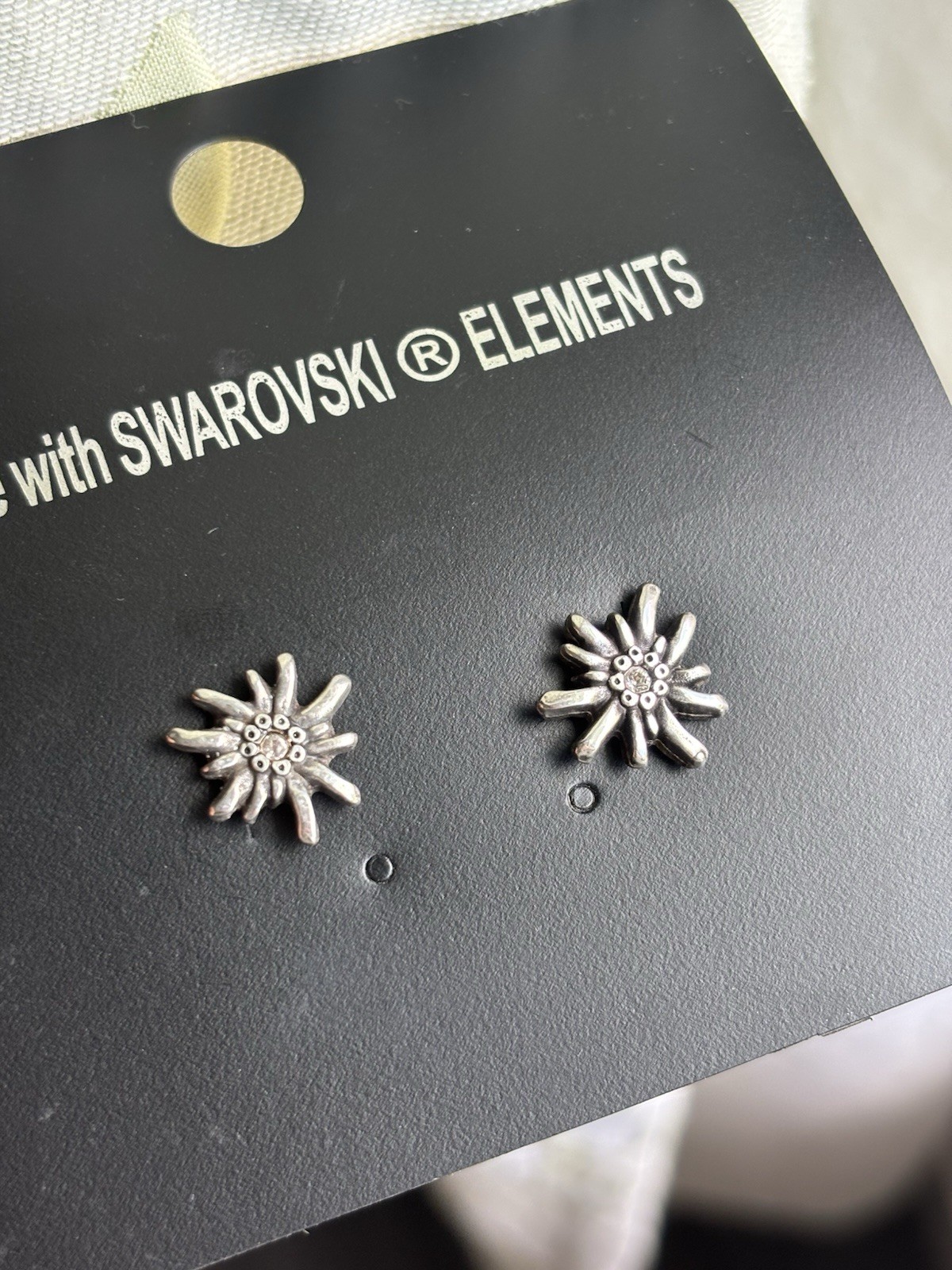Sterling Silver Stud Earrings With Swarovski Crystal Fehrlin Switzerland