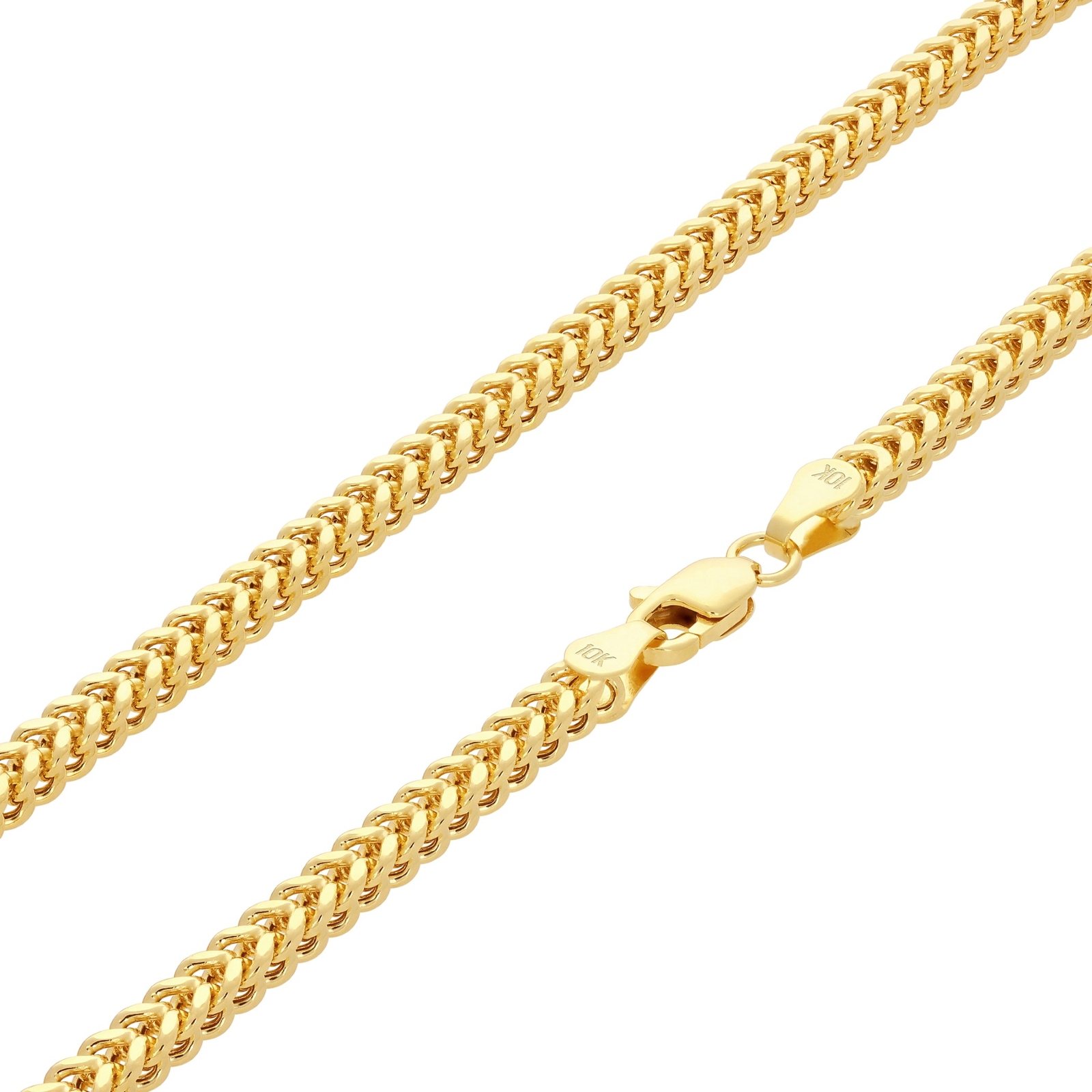 10K Yellow Gold 3mm Franco Box Wheat Foxtail Chain Necklace Mens Womens 18″- 30″