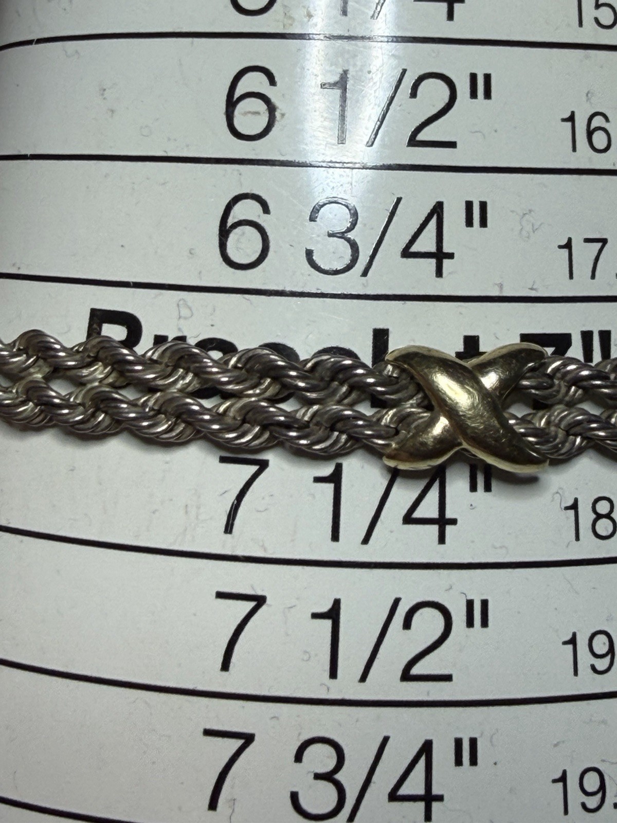 Precious Precious Sterling Silver 925 14k Gold X Double Rope Chain Bracelet 7.5″