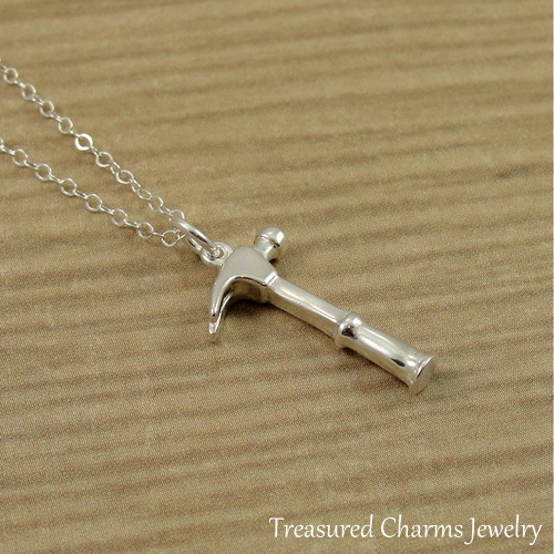 925 Sterling Silver Claw Hammer Necklace – Handyman Tool DIY Charm Jewelry