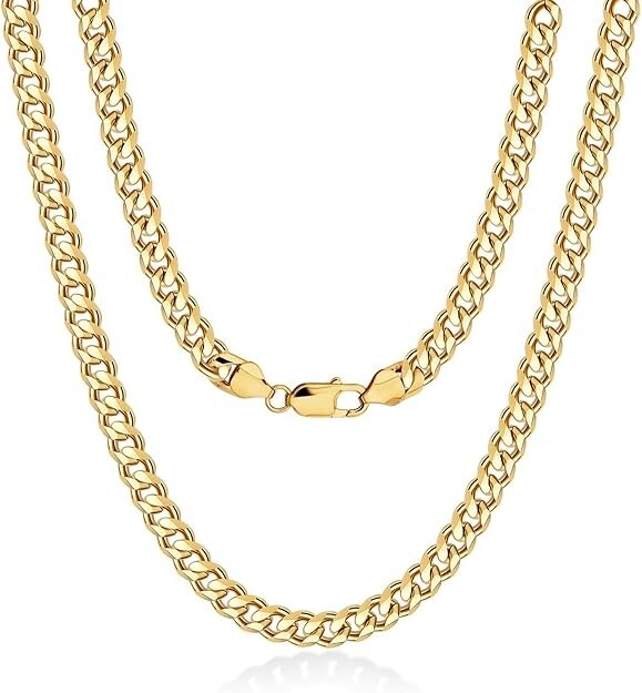 14K Gold Mens Cuban Link Chain 5mm Gold Necklace for Men 20-24 Inch