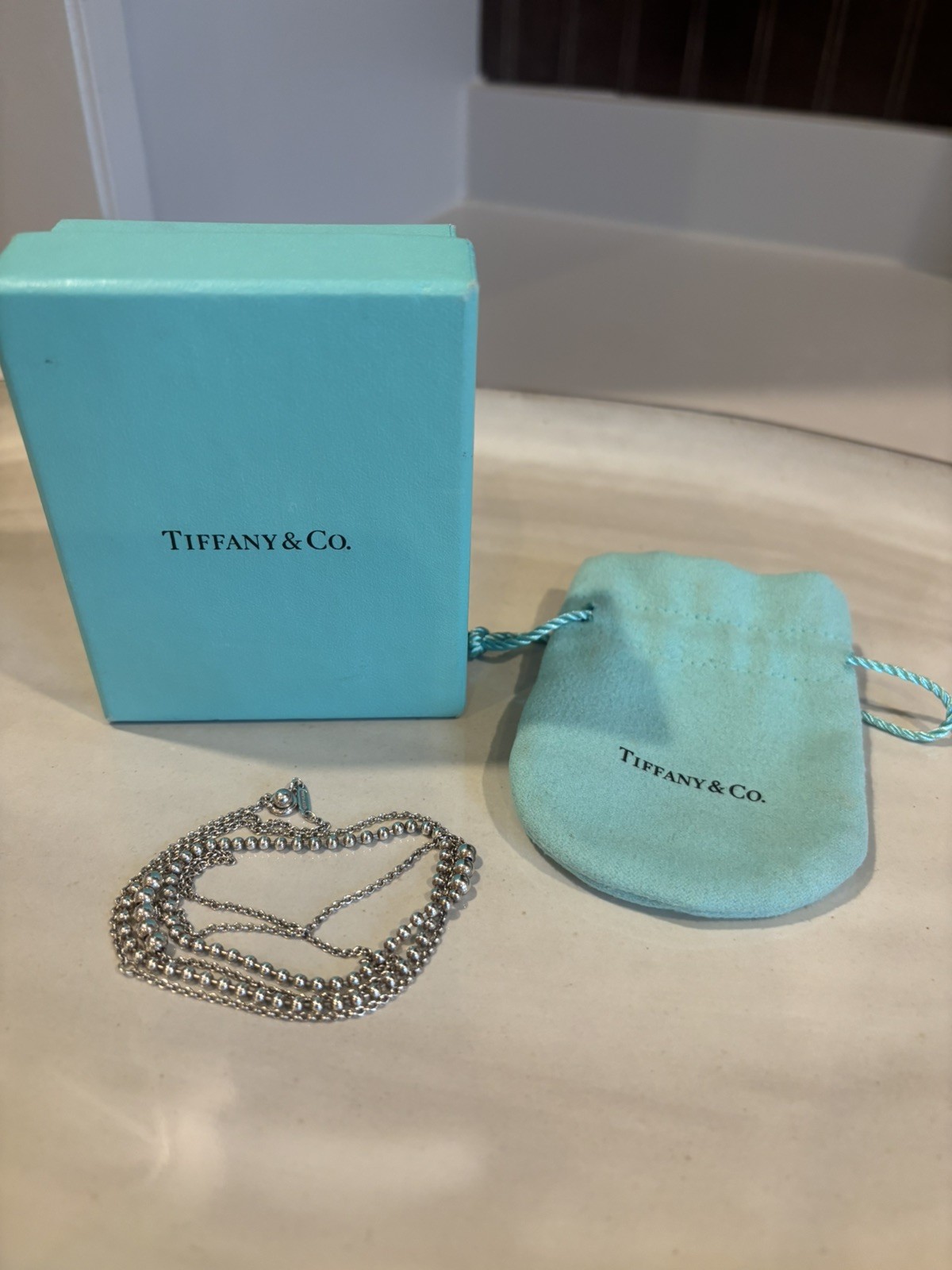 Tiffany & Co. Mixed Bead Chain Necklace 28” to 30” Sterling Silver