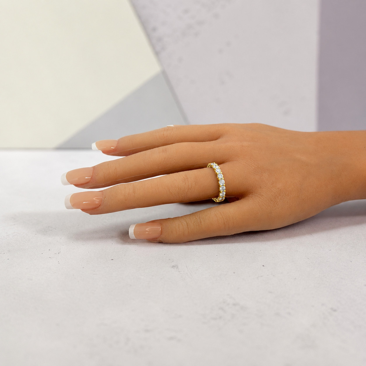2.00 Ct Round Lab Grown Diamond Eternity Band Ring 14k Yellow Gold EF VS