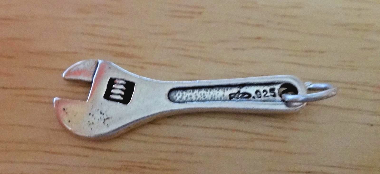 Sterling Silver 3D 34x11mm Wrench Tool Equipment Charm!