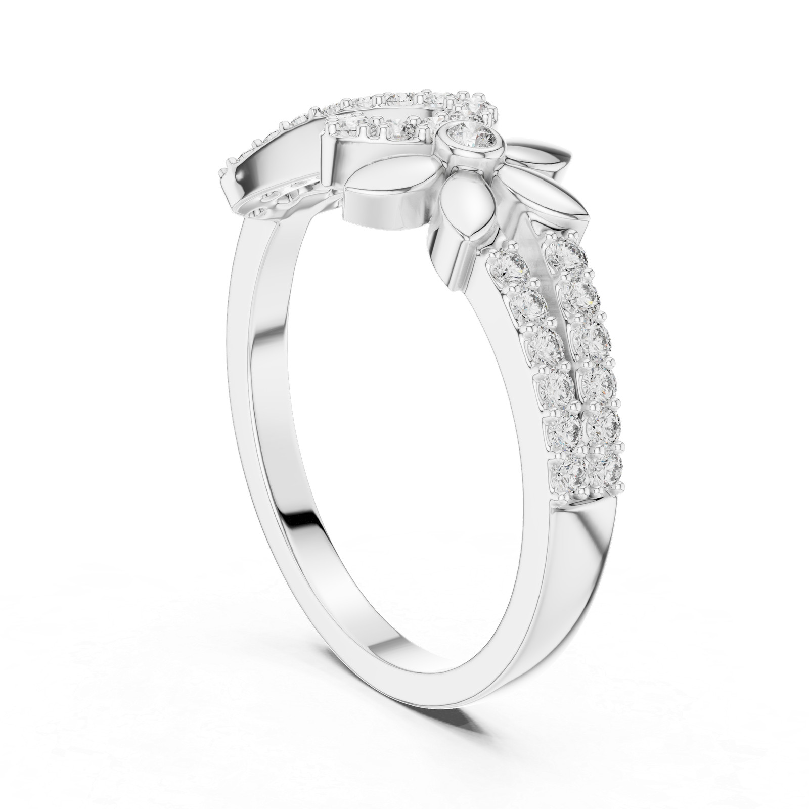 Wedding Twisted Ring Round 32 Pcs Diamond Lovely Certified White Gold Over D954
