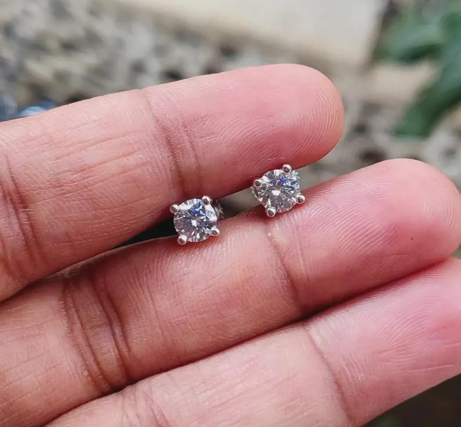 1.60 Ct Round Cut Tiny Created Diamond 14K Gold Finish Screw Back Stud Earrings