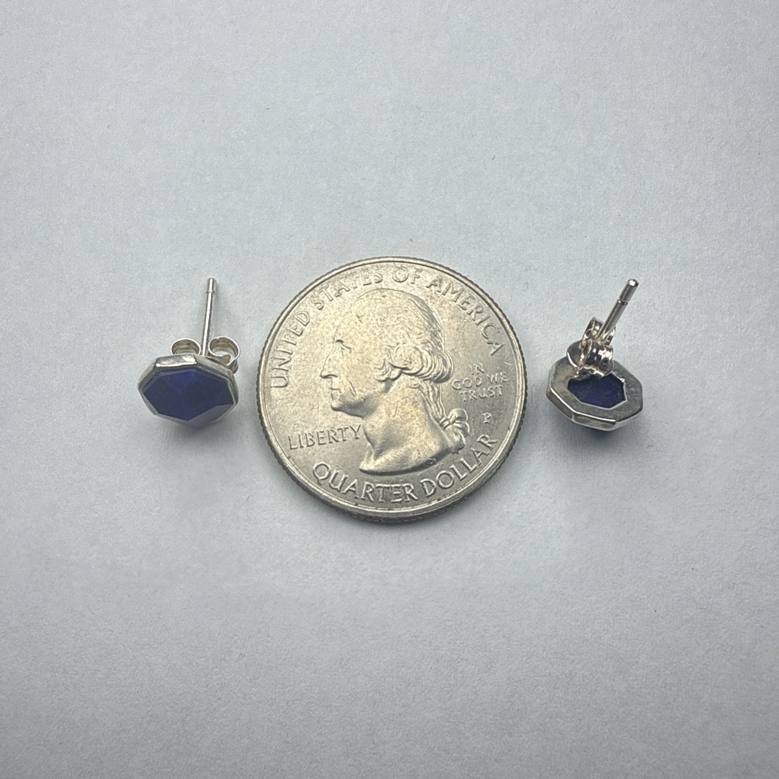 SILPADA 925 STERLING SILVER MATTE LAPIS LAZULI STUD EARRINGS – 1.3g