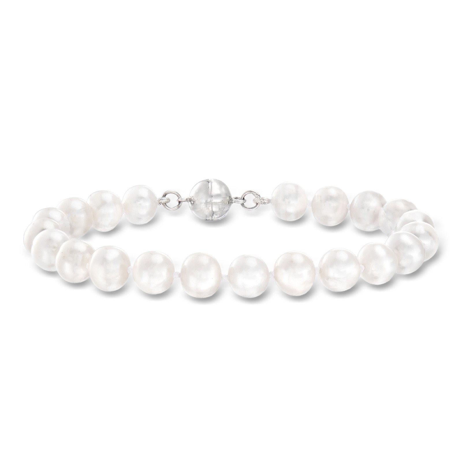 7-8mm Cultured Pearl Bracelet with Sterling Silver Magnetic Clasp. 7 inches