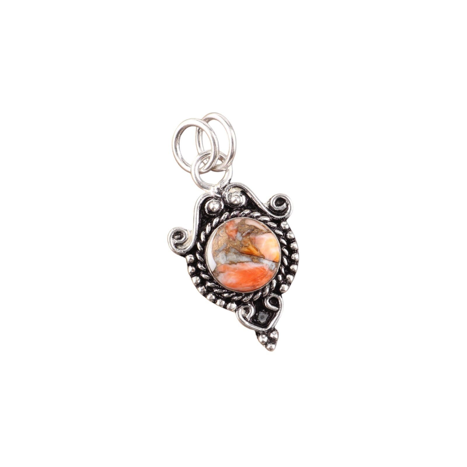 925 Silver Natural Orange Copper Turquoise Birthday December New Pendant Jewelry