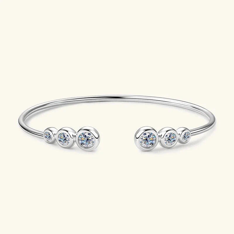 1.8ct Round Cut Lab‑Created Diamond Test Pass 925 Silver 17cm Bangle Bracelet