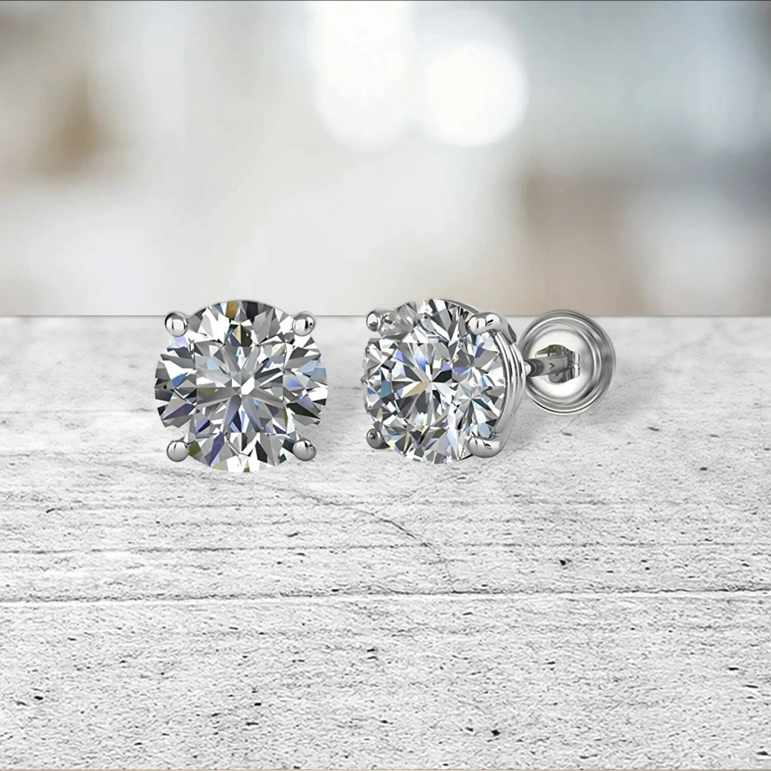 2 ct. Exquisite Lab-Created Diamond Screw Back Stud Earrings – 14k White Gold