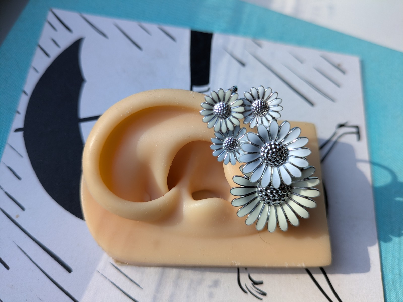 100% Genuine Georg Jensen Multi Daisy Earring Cuff Single for Left Ear – silver