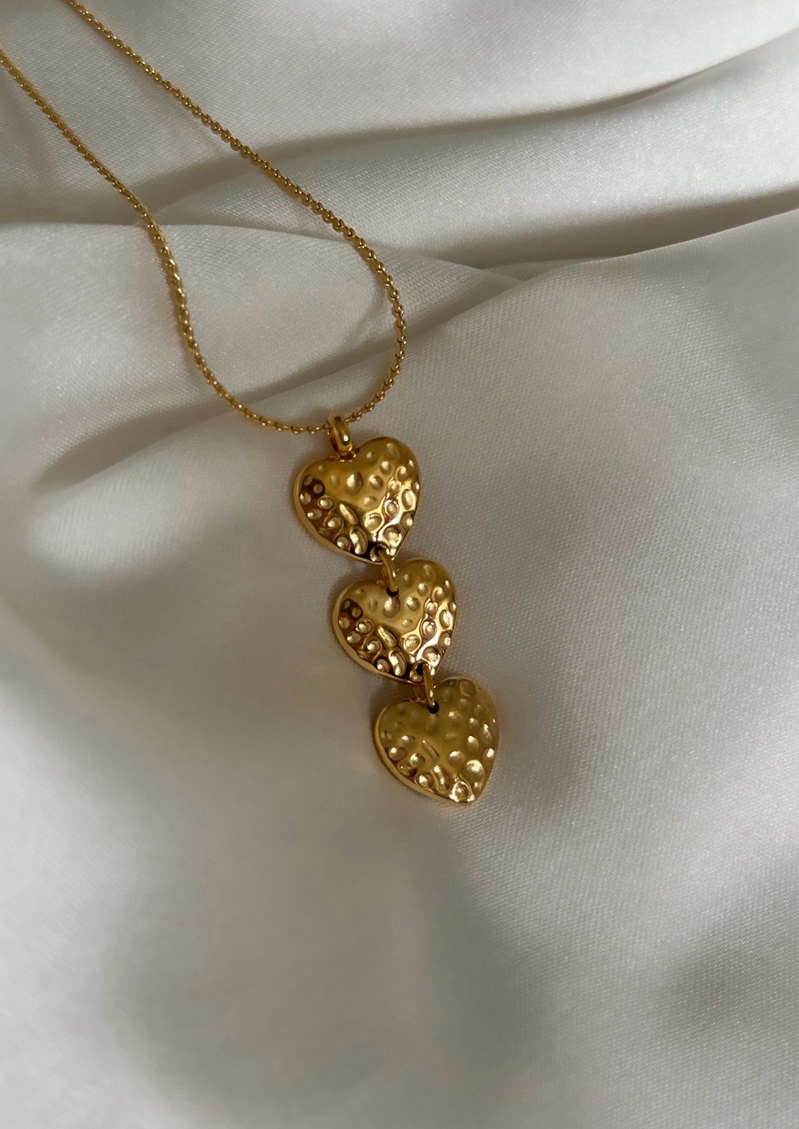 Strawberry Hearts Necklace 18k Gold Plated Water Resistant