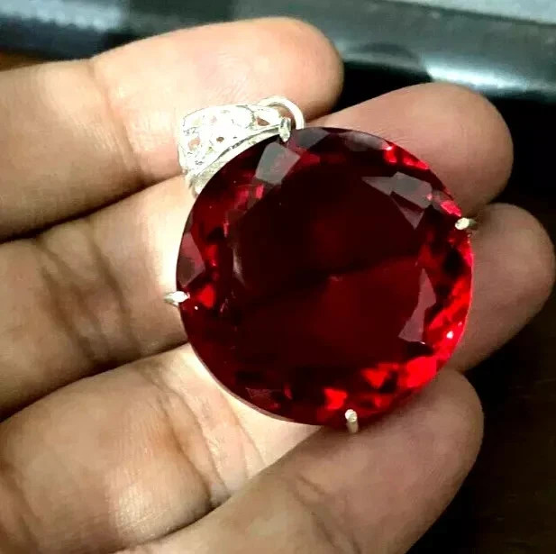100 Ct+ EGL Certified Natural Red Topaz 925 Solid Silver Pendant Loose Gemstone
