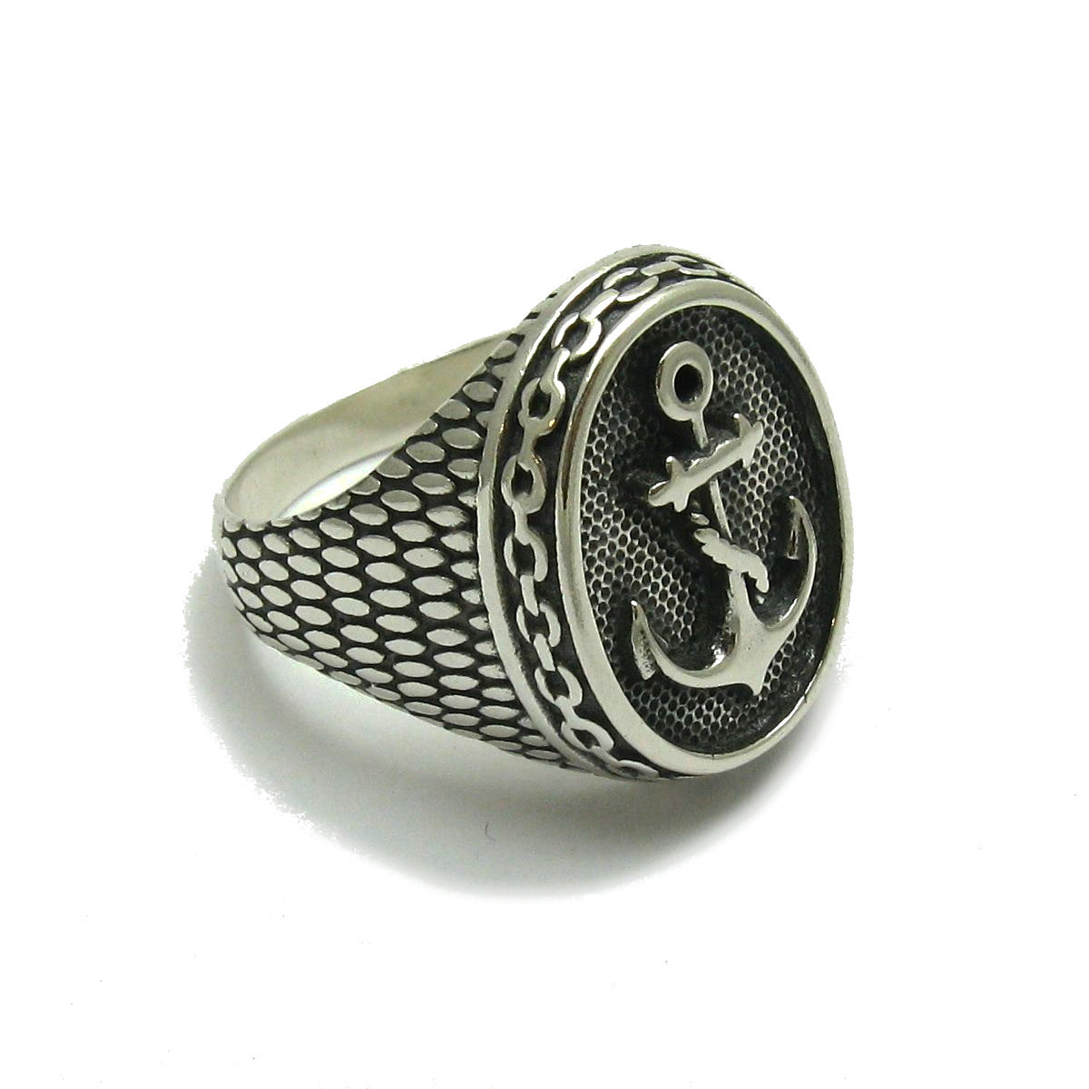 Genuine Sterling Silver Mens Ring Anchor Punished Solid 925 Handmade