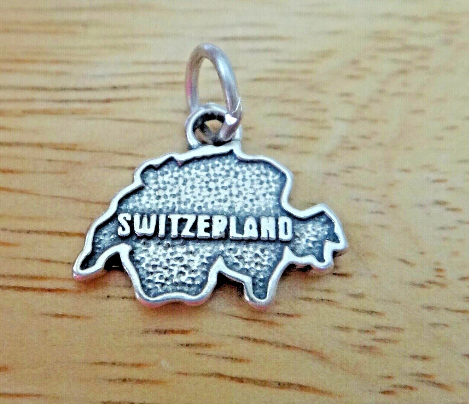 Sterling Silver 15x8mm Shape of Country Switzerland Charm
