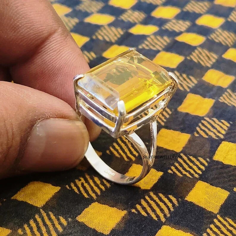 Natural citrine ring, Sterling Silver, cocktail ring, alternative , All Size