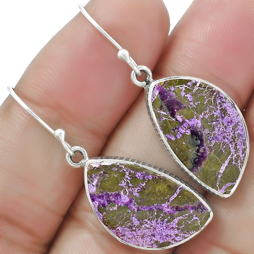 Natural Purpurite – South Africa 925 Sterling Silver Earrings Jewelry E-1001