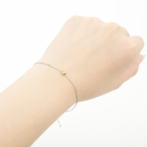 Pt850 Solid Platinum Curb Link Chain Bracelet 9″ Adjustable 18K Gold Mirror Ball