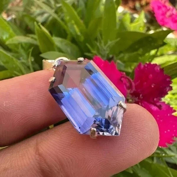 Natural 21 Ct Blue Sapphire Solid Silver Fancy Cut Pendant Certified Gemstone