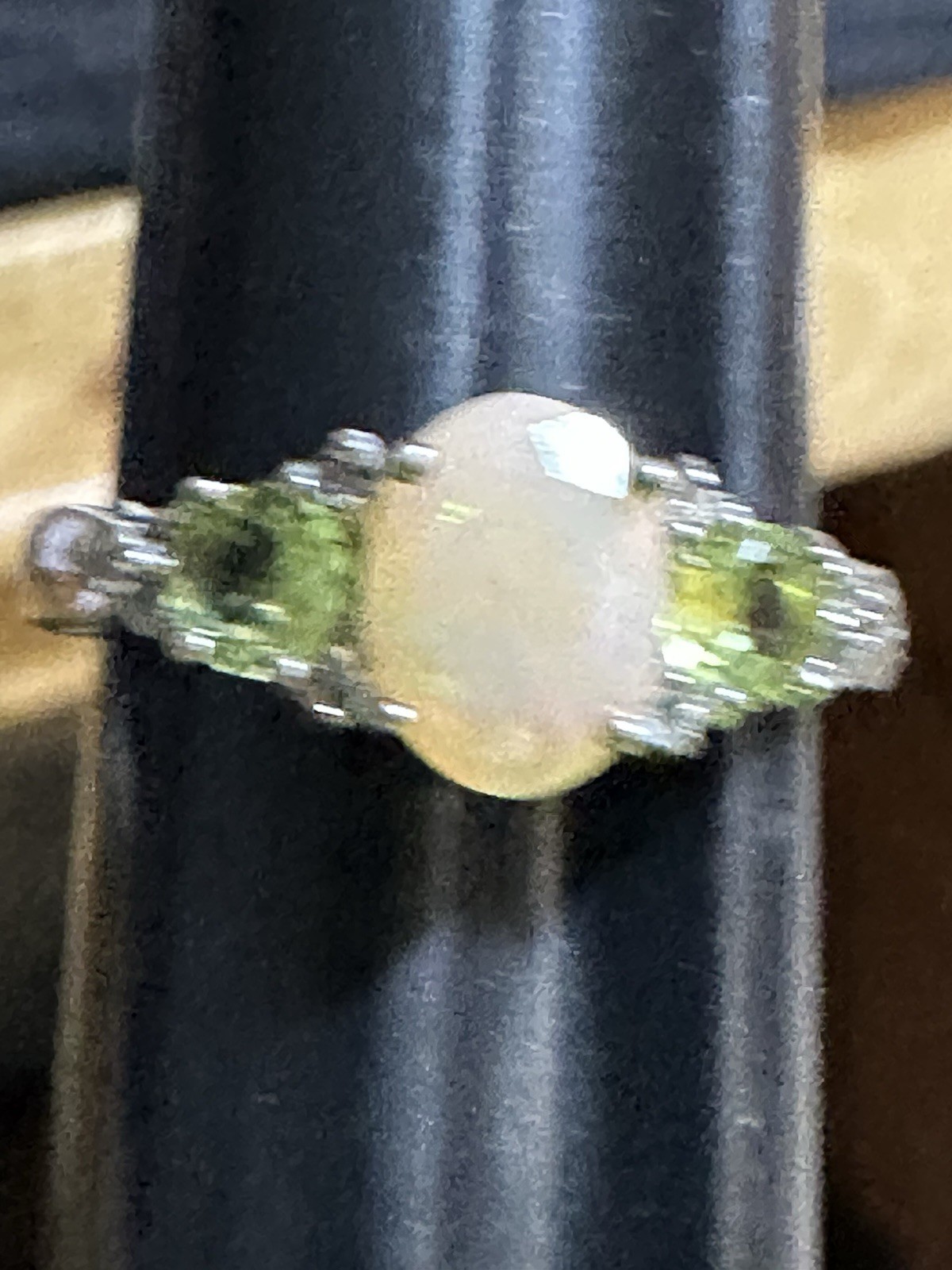 Opal And Peridot Sterling Silver Woman’s Ring Sz 63/4. 2.4 Grams