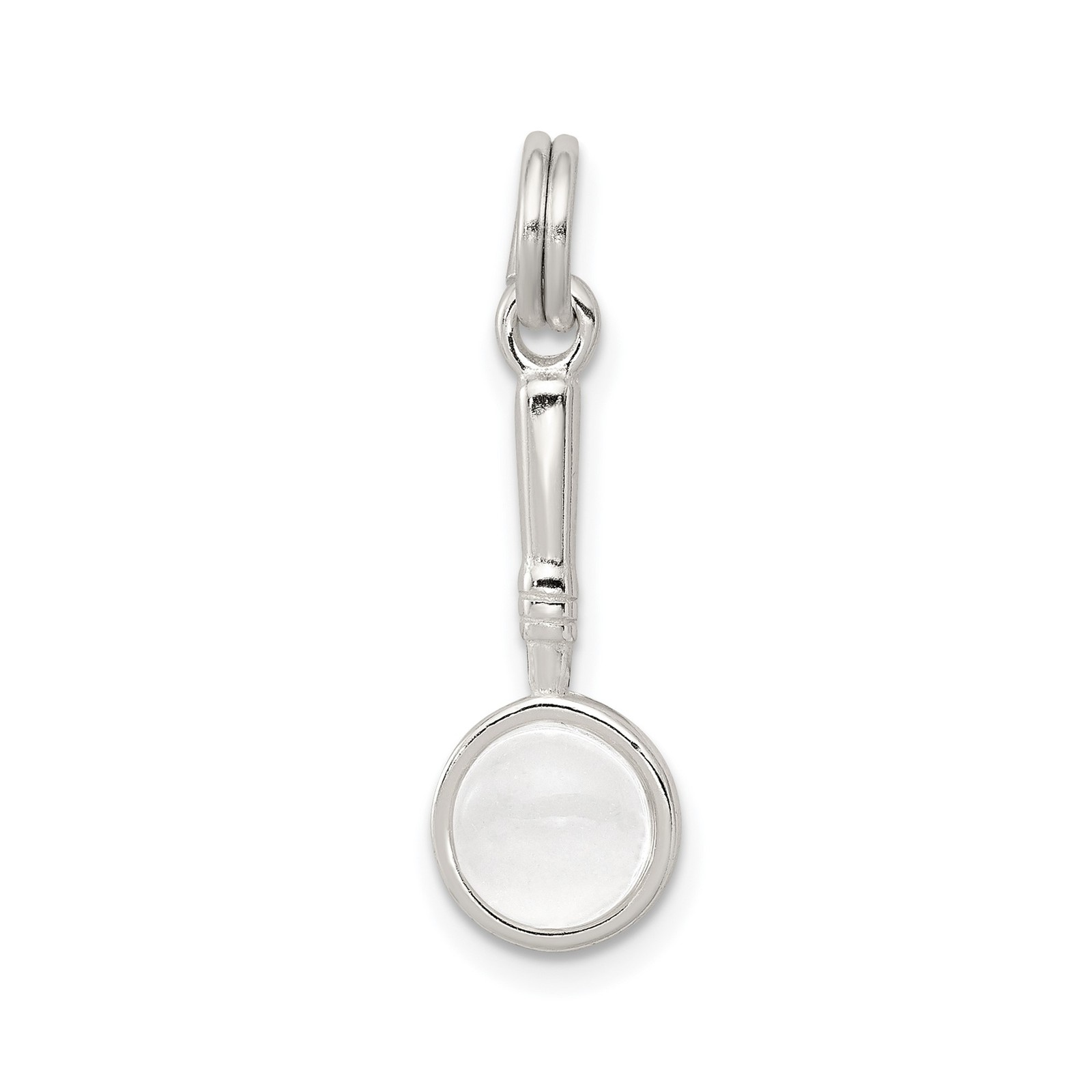 Sterling Silver Rhodium-plated Magnifying Glass Charm Necklace Womens