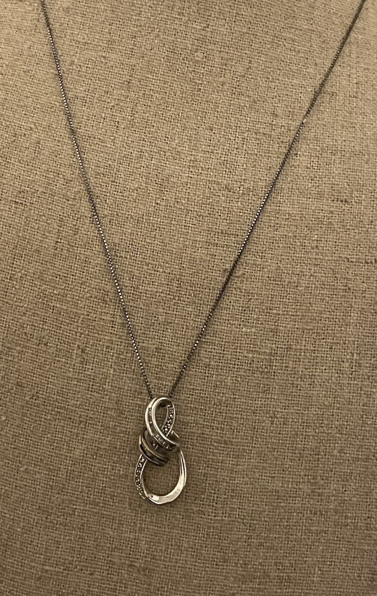 .925 With 14 K Gold And Silver Necklace W Diamond See Pictures Details/Wear SUN
