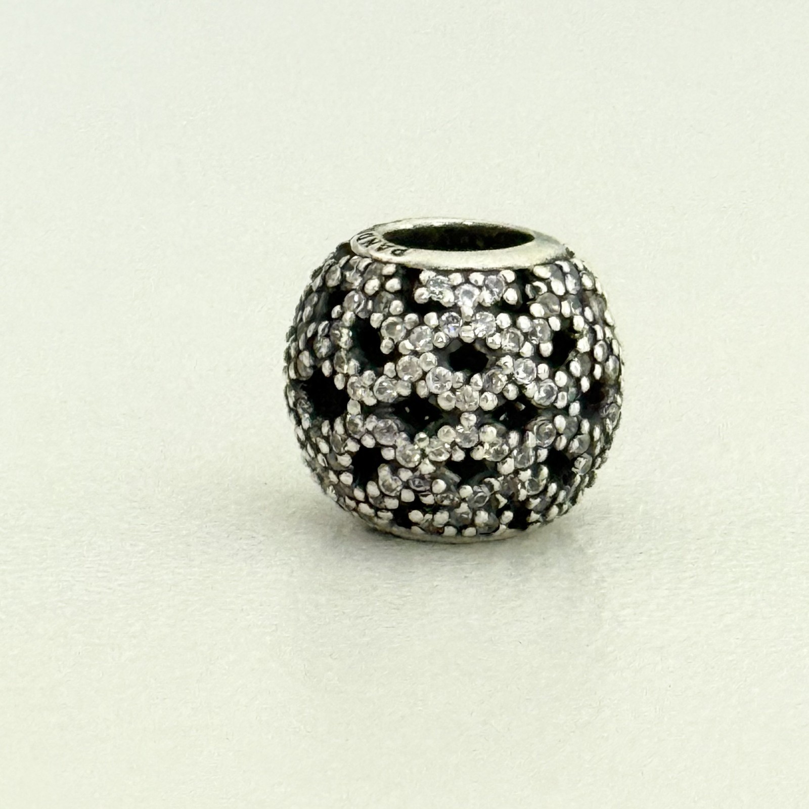 Pandora 925 Sterling Silver Shimmering Lace Clear CZ Sparkly Bead Ball Charm