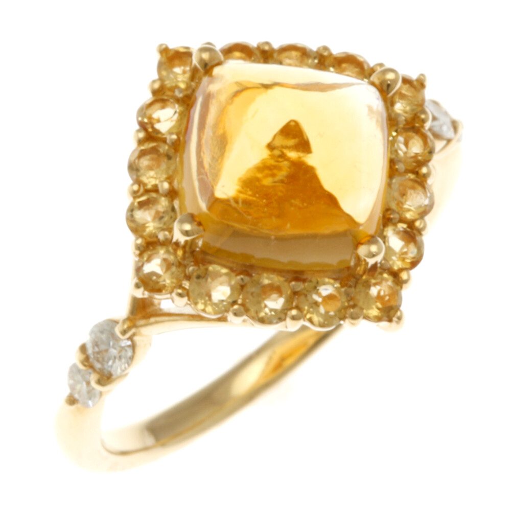 no brand Ring US 6 1/2 EU53 K18 yellow gold Citrin 2.65ct Diamond 0.15ct used