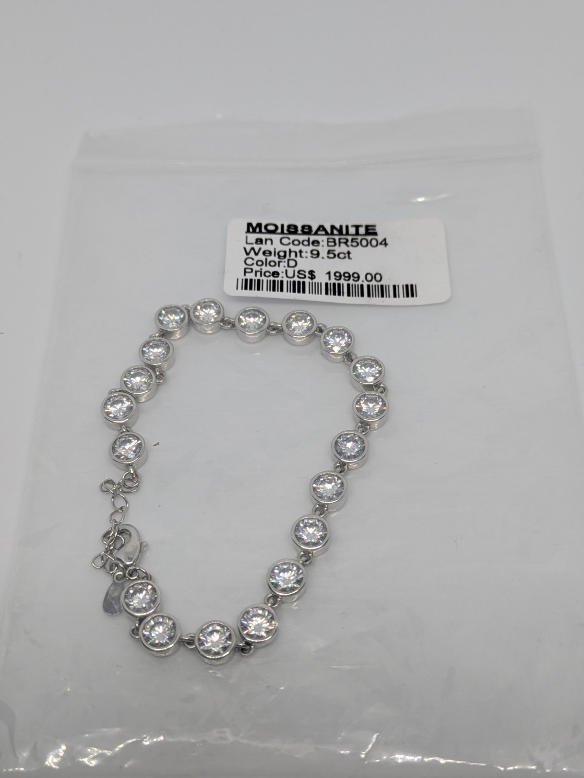 9.5ctw Moissanite, 925 Silver Tennis Bracelet. 7-8in. Adjustable W/ High Sparkle