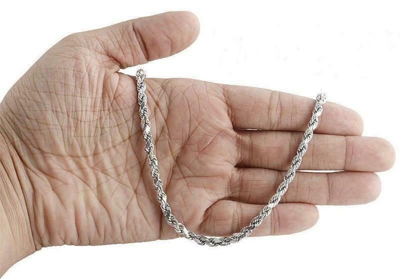 Solid 925 Sterling Silver Italian Rope Chain Mens Necklace 4.50mm – Diamond Cut