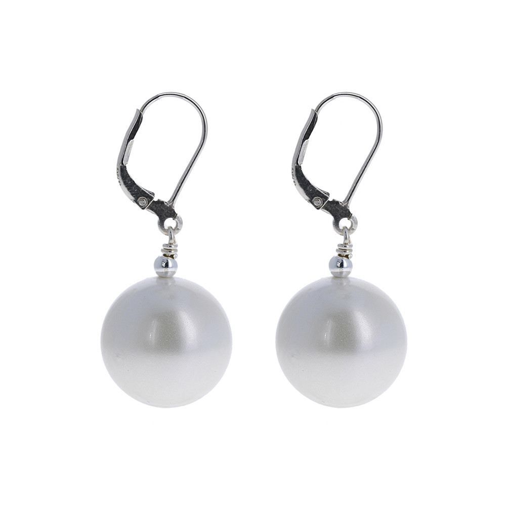 Mother of Pearl Sterling Silver Lever back Hook Earrings
