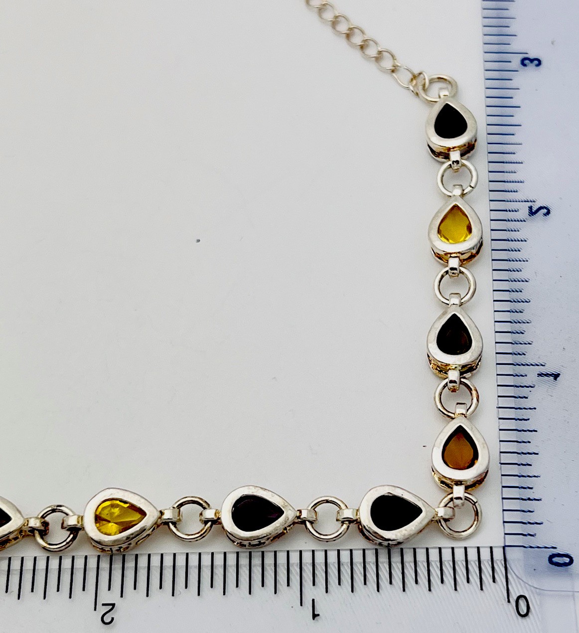 925 Sterling Silver 8.3 Gram Multicolor Pear CZ Bracelet 7”-9”