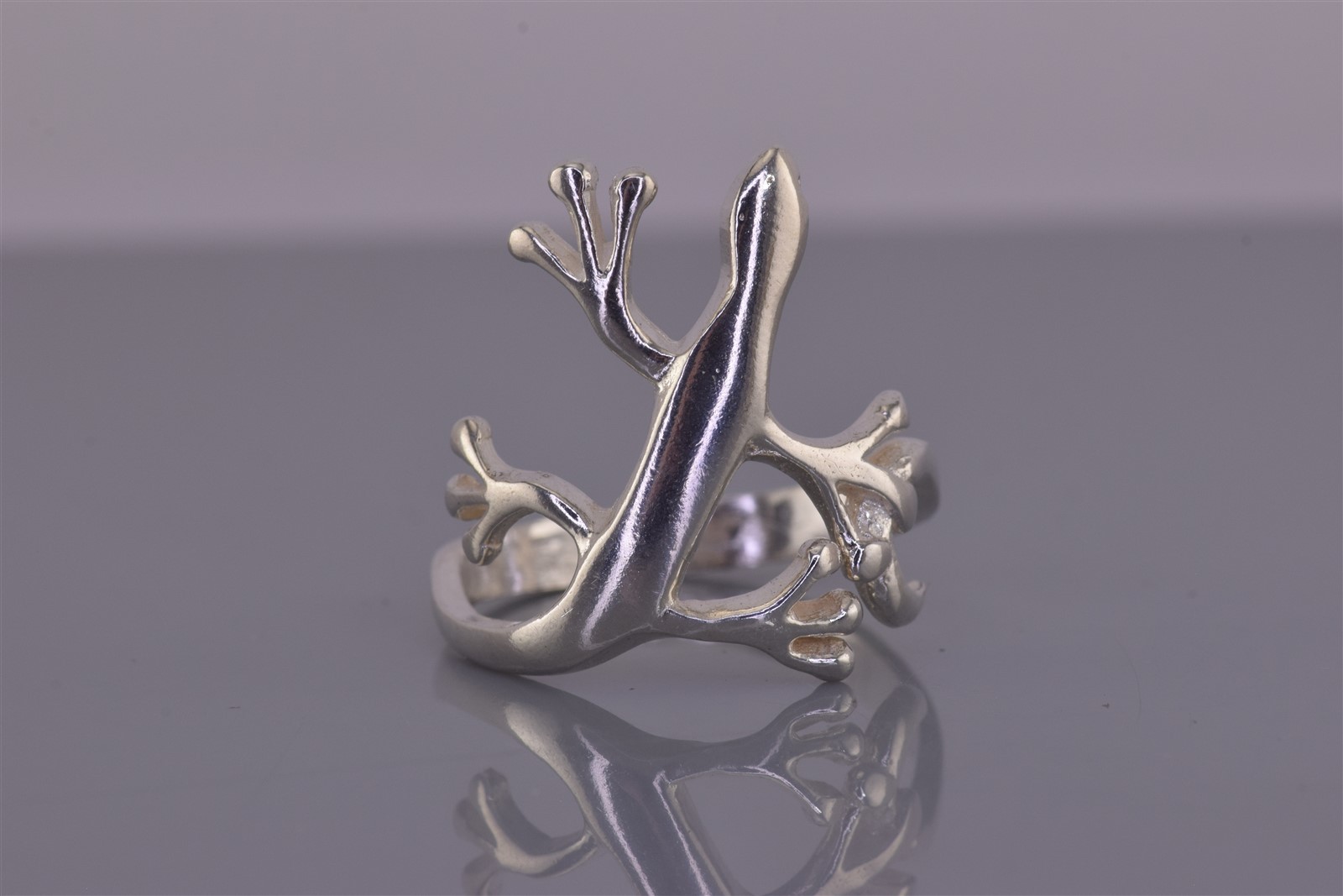 Sterling Silver 22mm Polished Climbing Gecko Lizard Solid Band Ring 925 Sz: 9