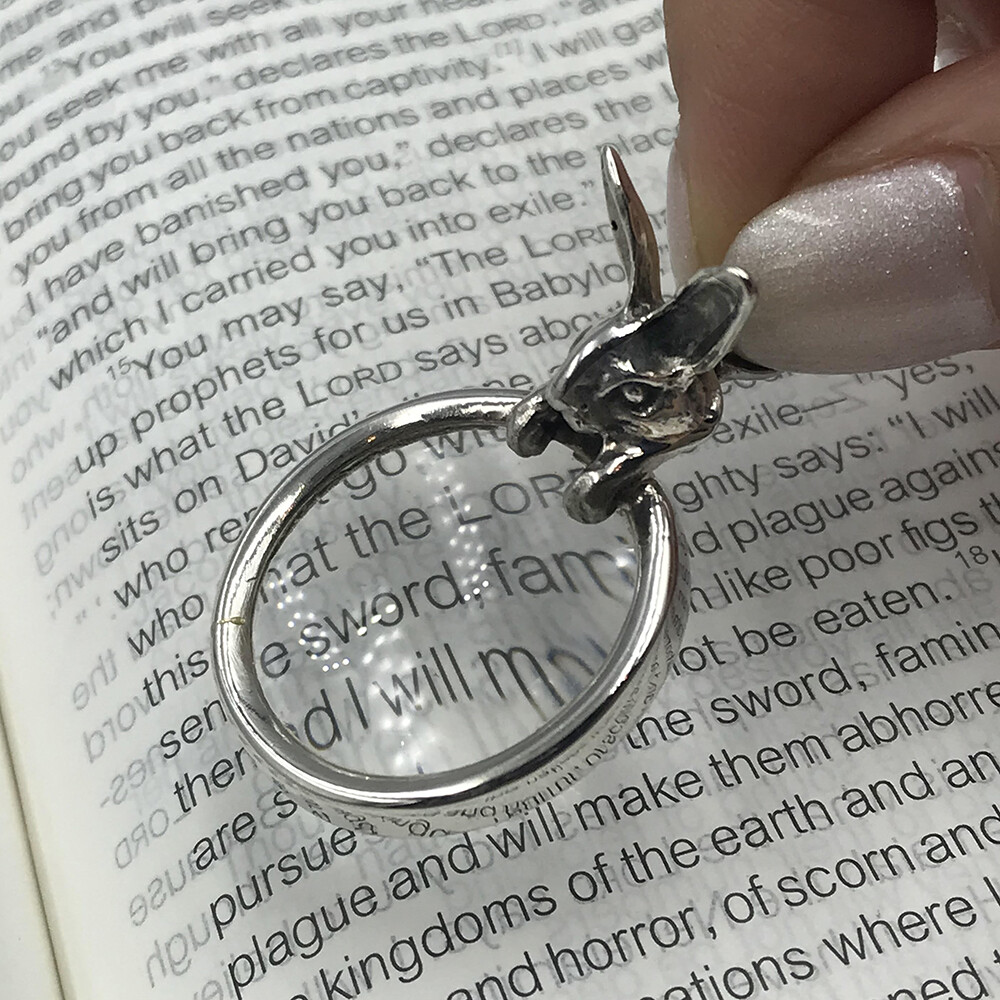 Rabbit Magnifying Glass Loop Pendant Real Sterling Silver 925 Collectible Gifts