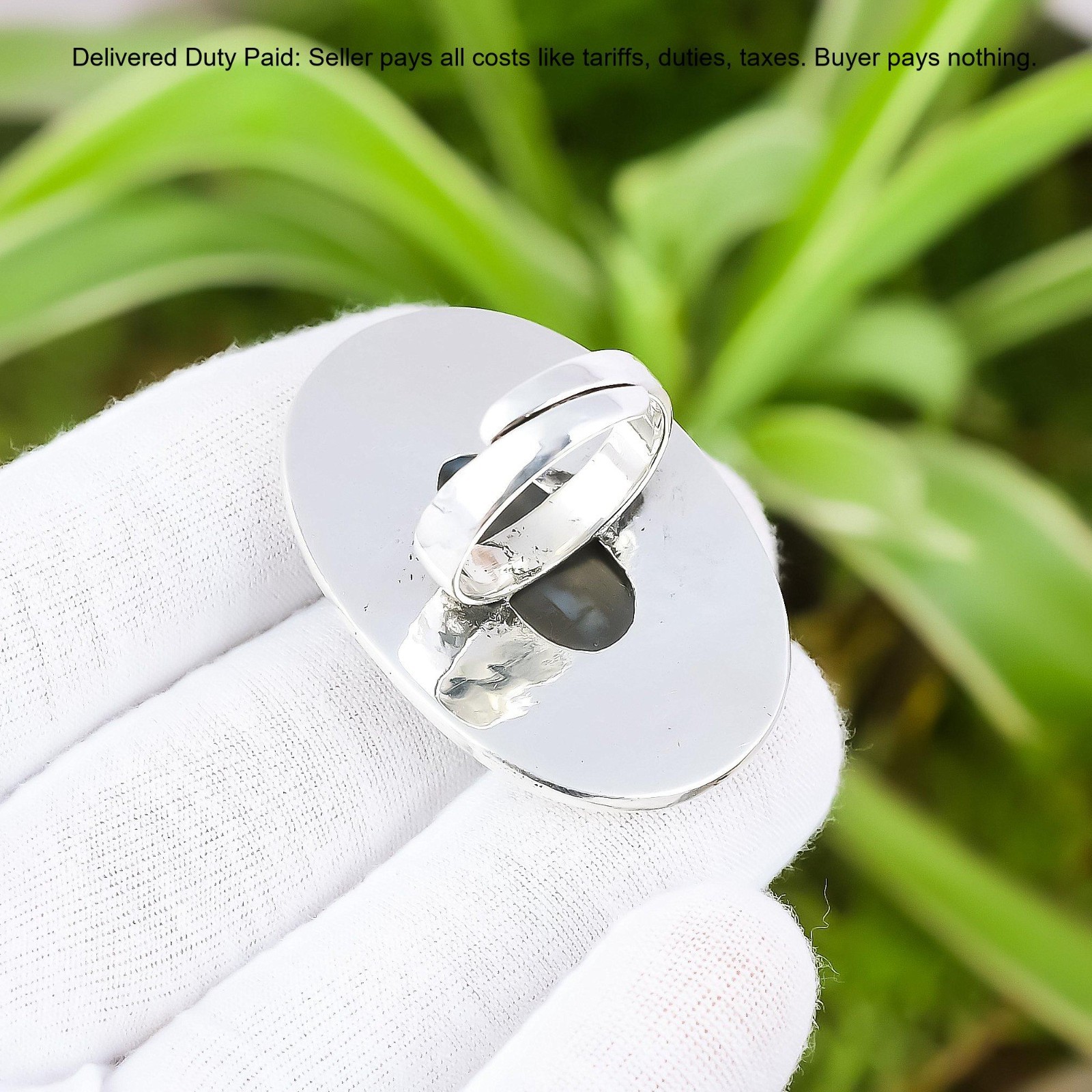 925 Sterling Silver Oval Natural Window Titanium Druzy New Statement Unique Ring