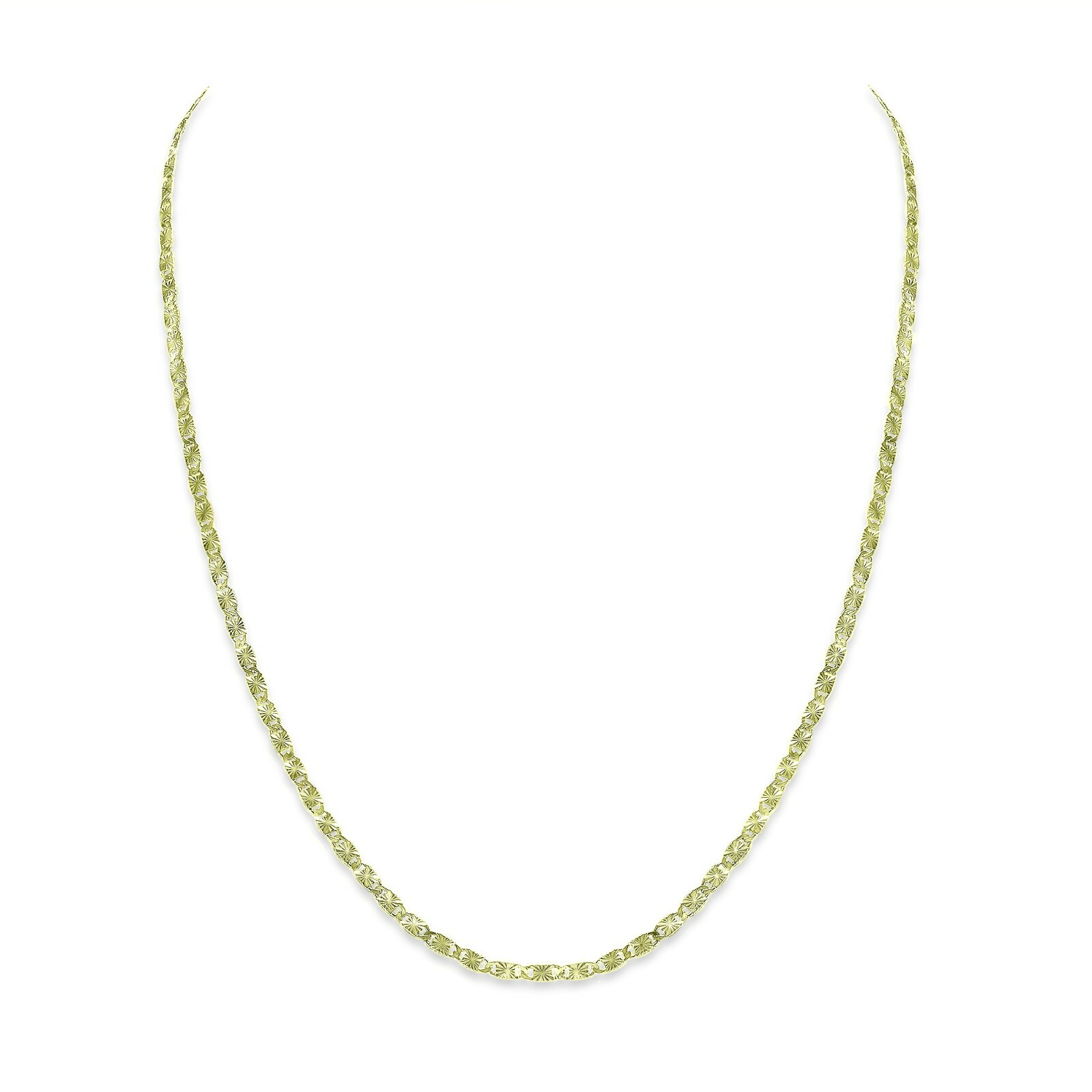 925 Sterling Silver 14k Gold Plated Valentino Chain Necklace 2.4mm Made in Italy