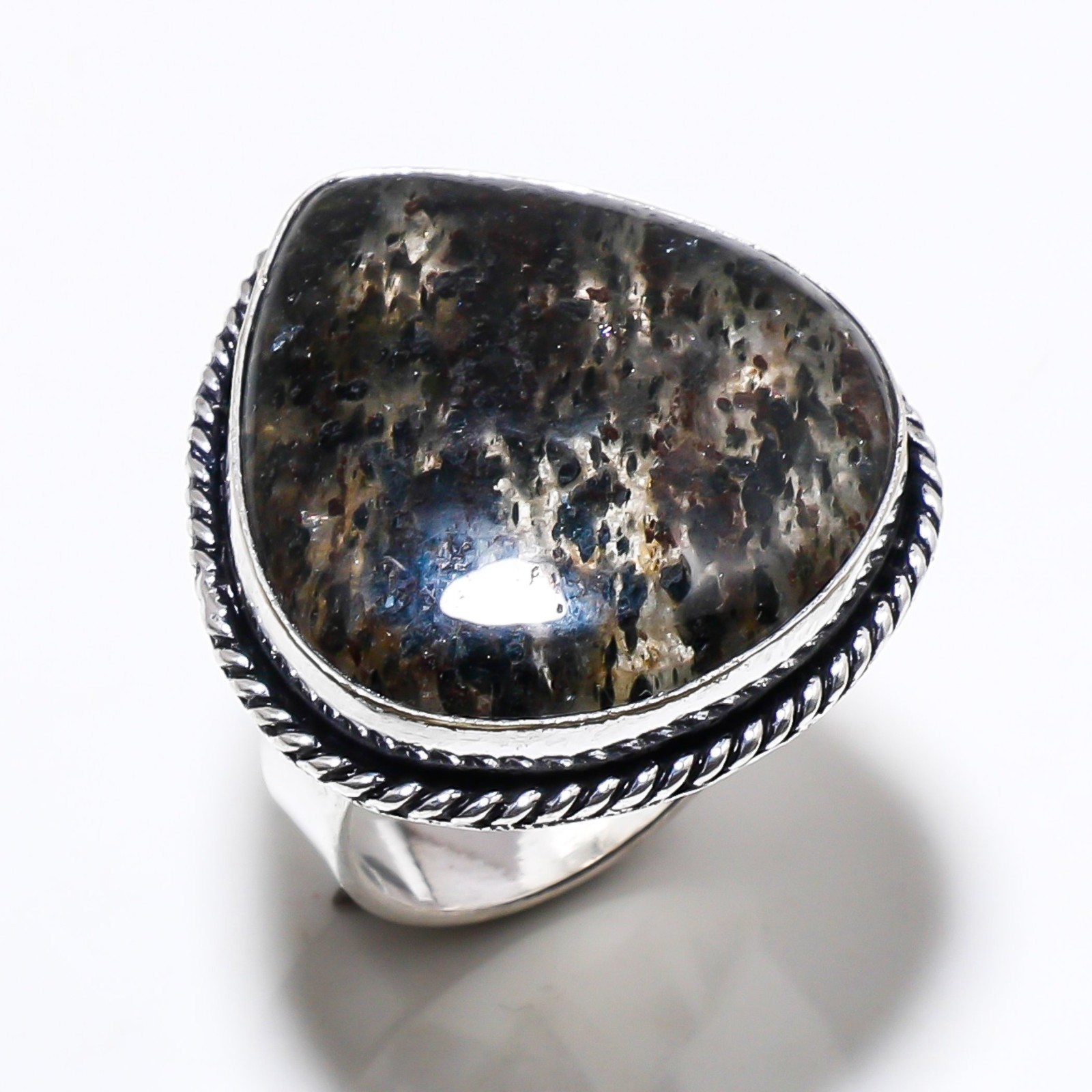 Black Rutile Gemstone Handmade 925 Sterling Silver Jewelry Rings Size 8