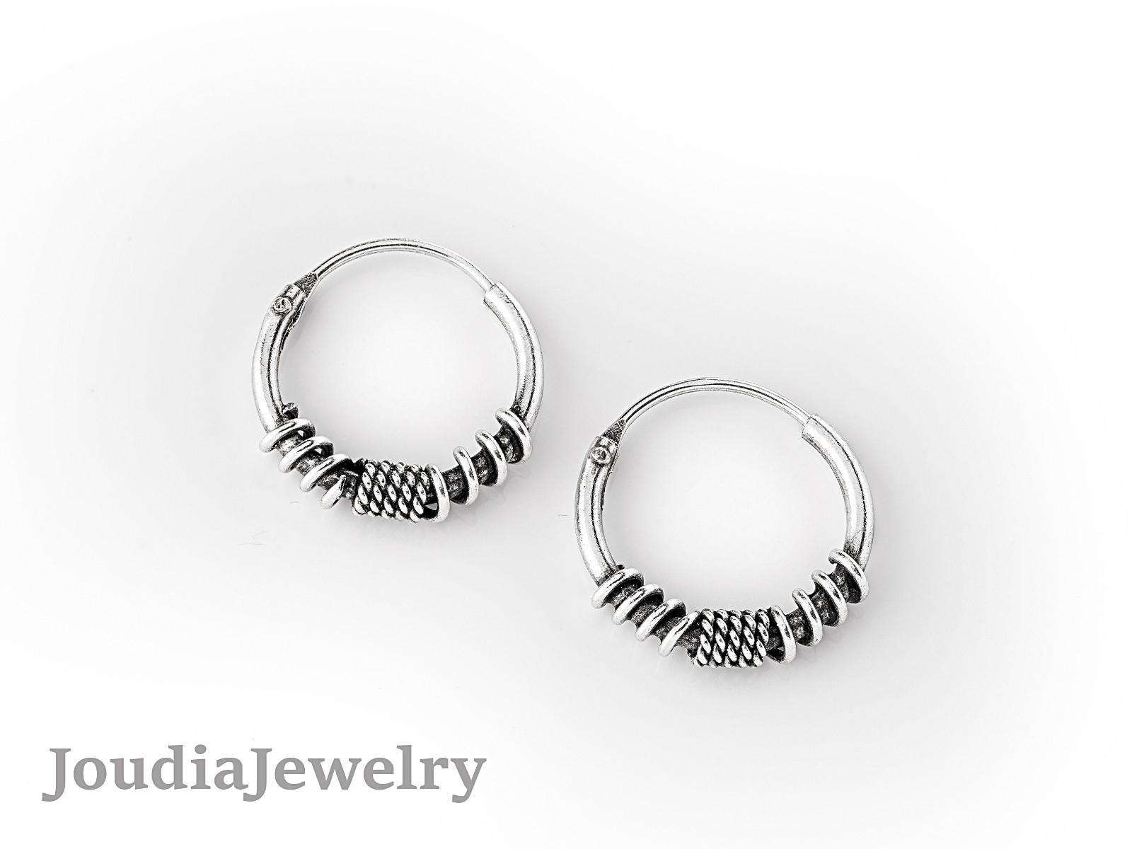 925 Sterling Silver Bali Hoop Earrings 12mm Twisted Hoops Minimalist Jewelry