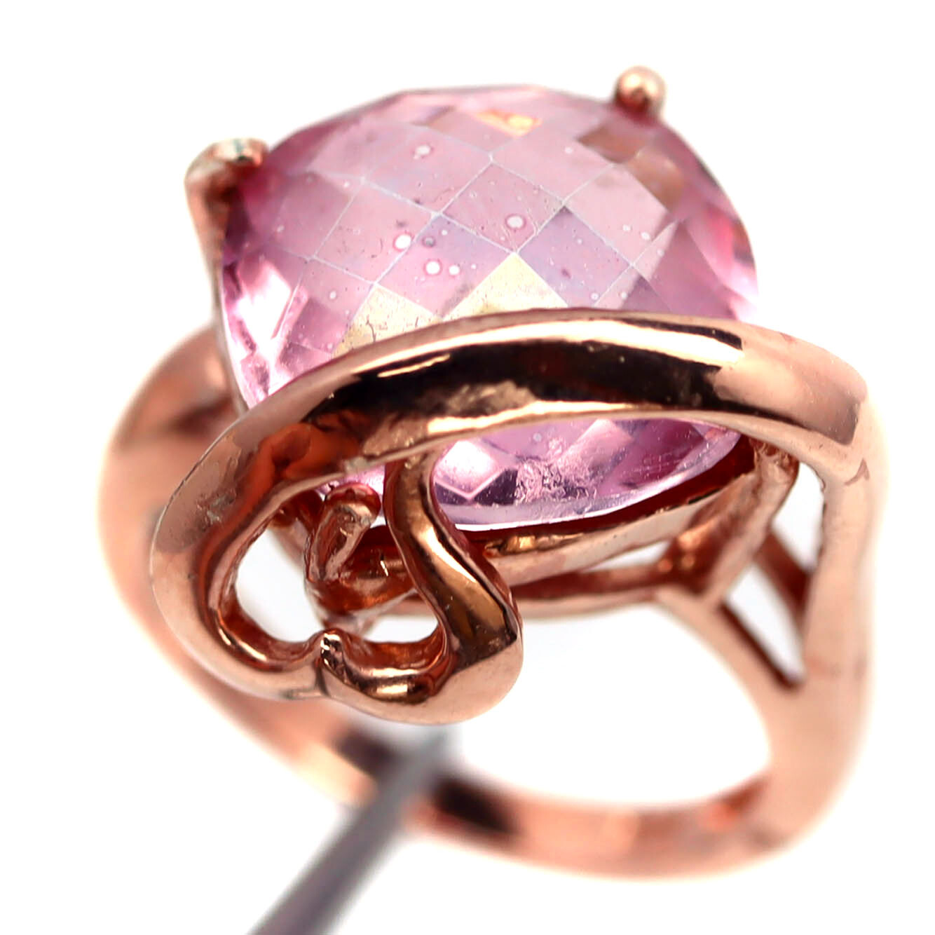 925 Sterling Silver 14 x 14 MM. Pink Mystic Topaz Jewelry Ring Size 6.75