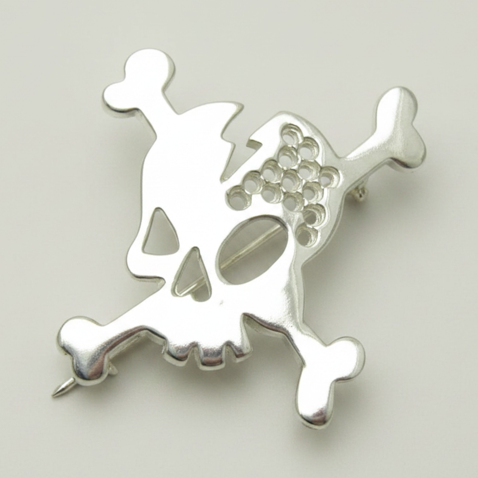 Sterling Silver Brooch Skull And Crossbones Genuine Solid Stamped 925 Handmade