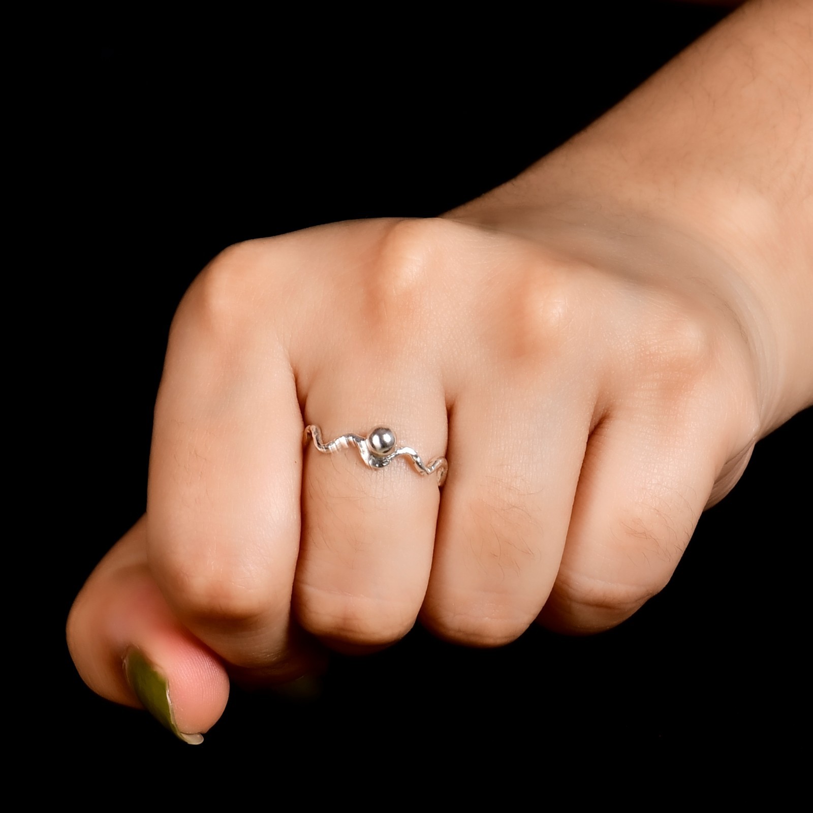 Minimalist Silver Wave Ring Zig Zag Stackable Band Birthday Gift For Women