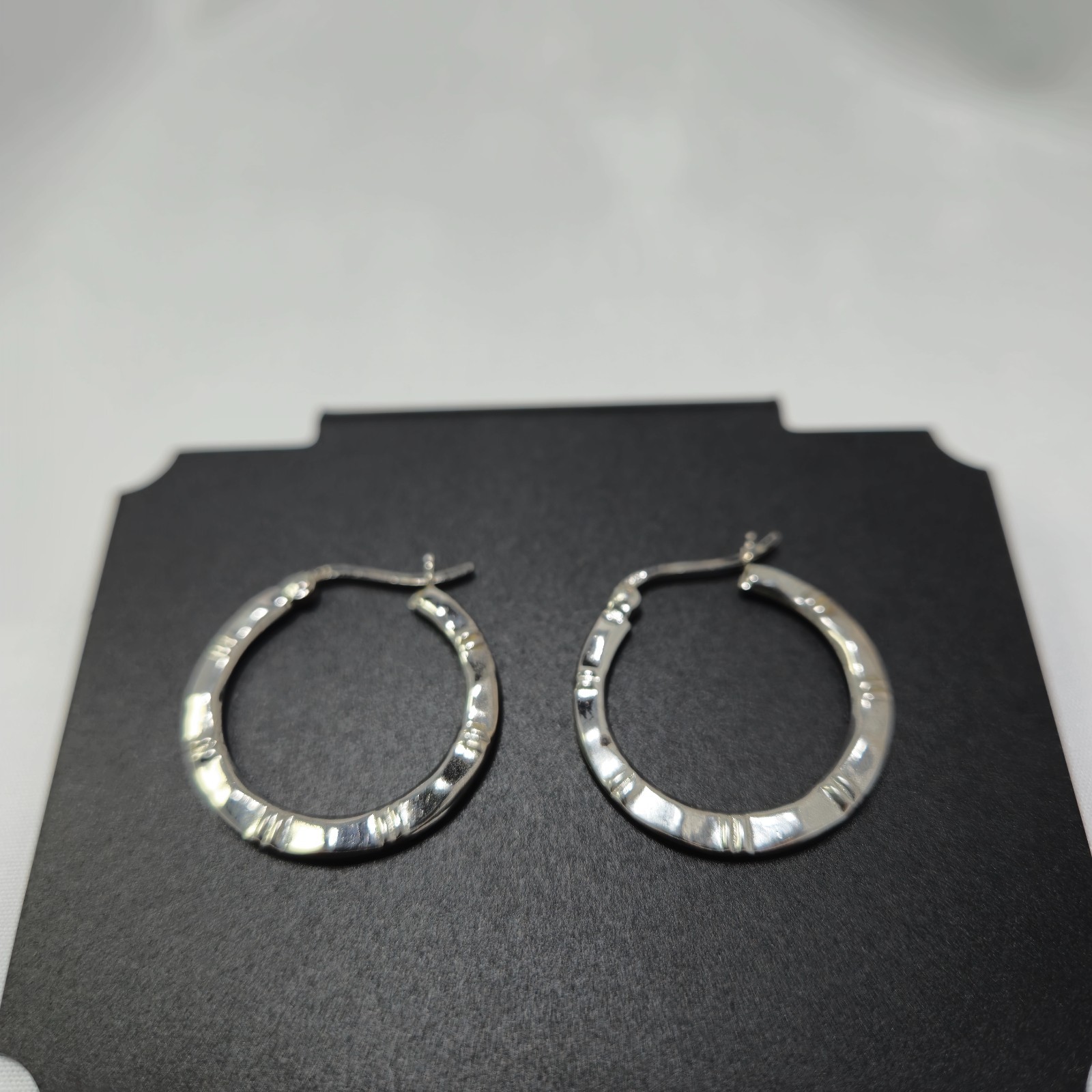 Sterling Silver Bamboo Hoop Earrings 1 inch diameter 925 FREE SHIPPING!!!!!!!!!!