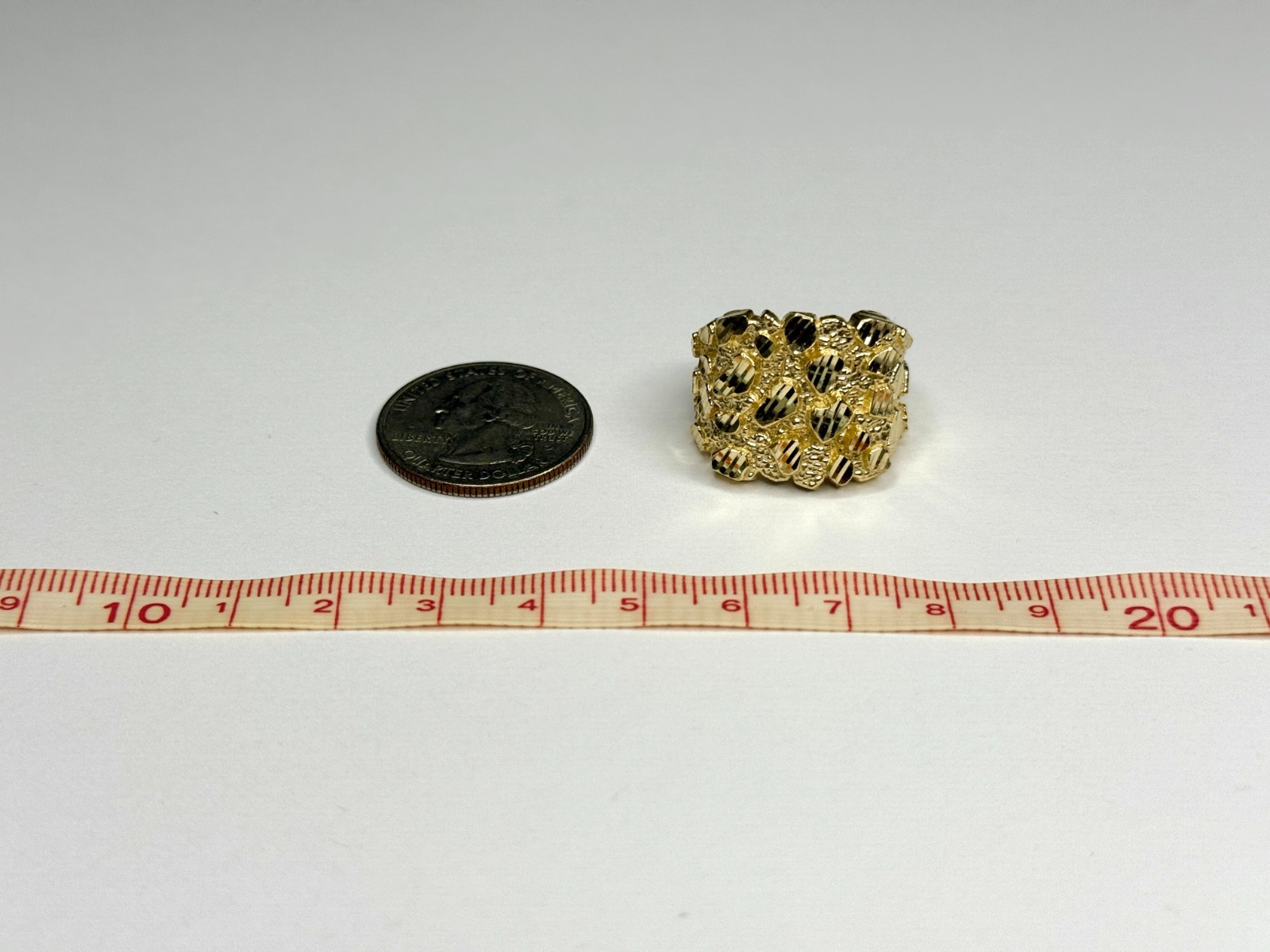 10k Solid Yellow Gold Nugget Style Ring 19.5mm Width/19.5mm Height Size 7-15