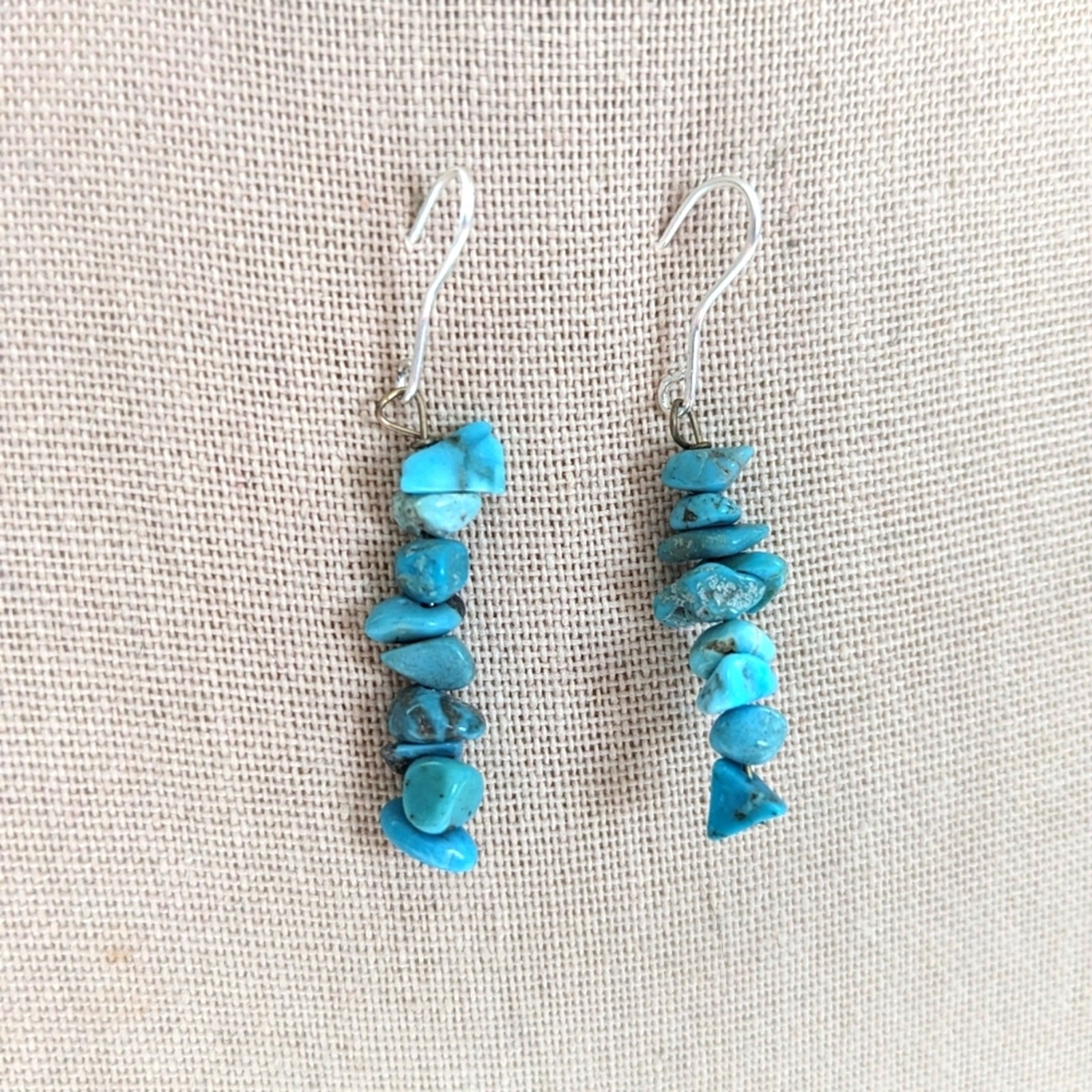 Southwestern Boho Sterling Silver Hook Faux Turquoise Howlite Dangle Earrings