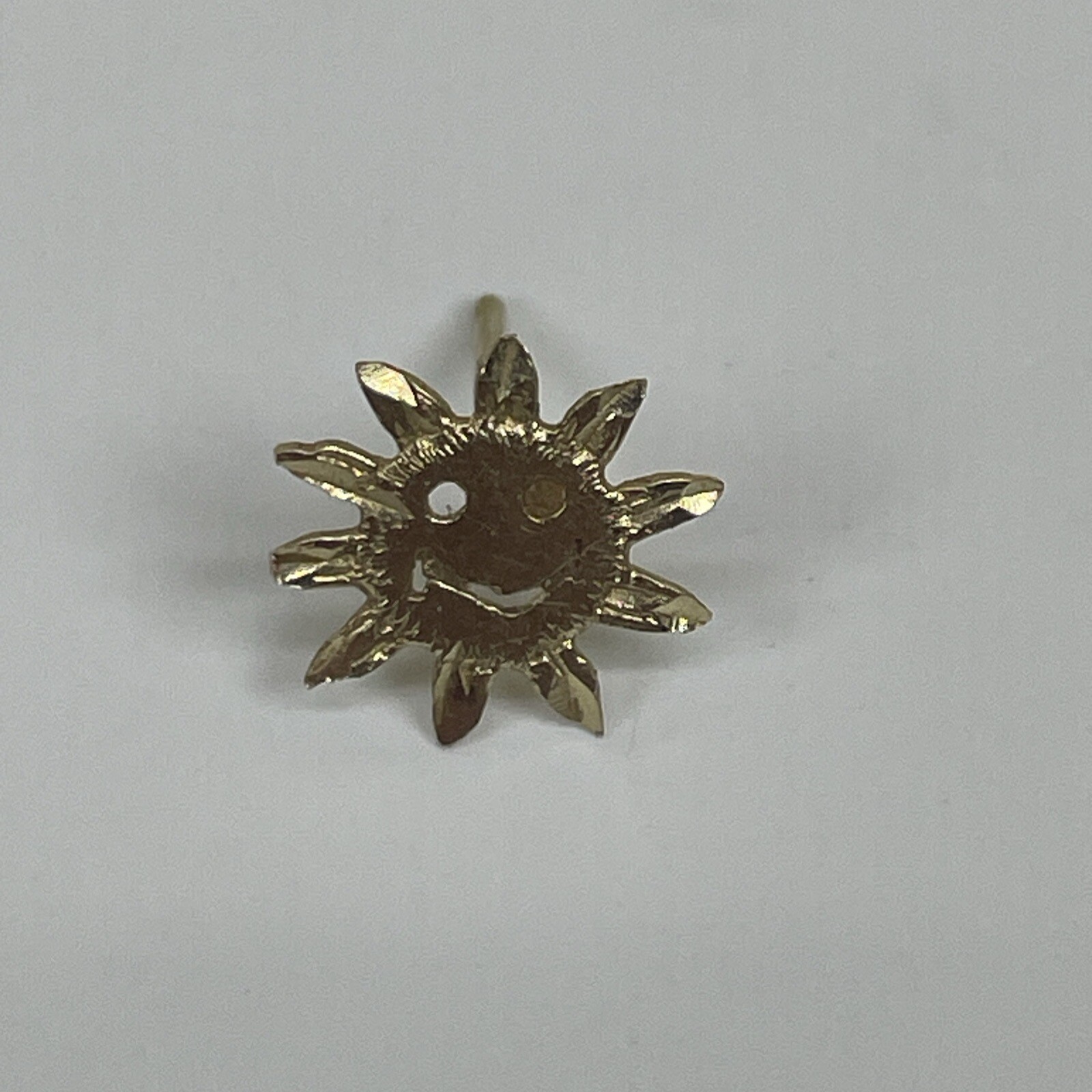 Vintage 14k YELLOW GOLD Single Earring Sun Face Shape 1 Pc